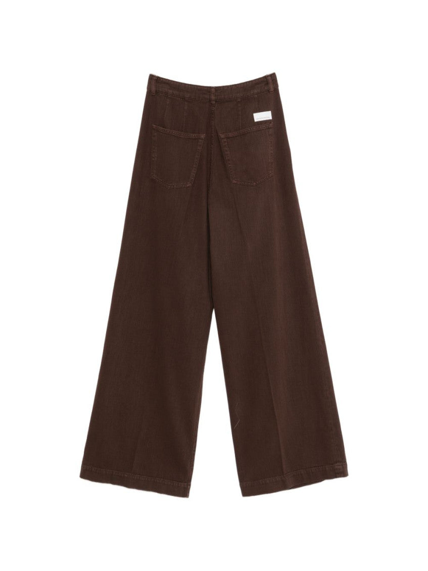 Brown Relaxed Pleated Jeans 2