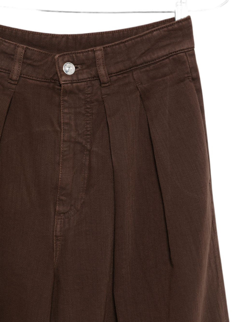 Brown Relaxed Pleated Jeans 3