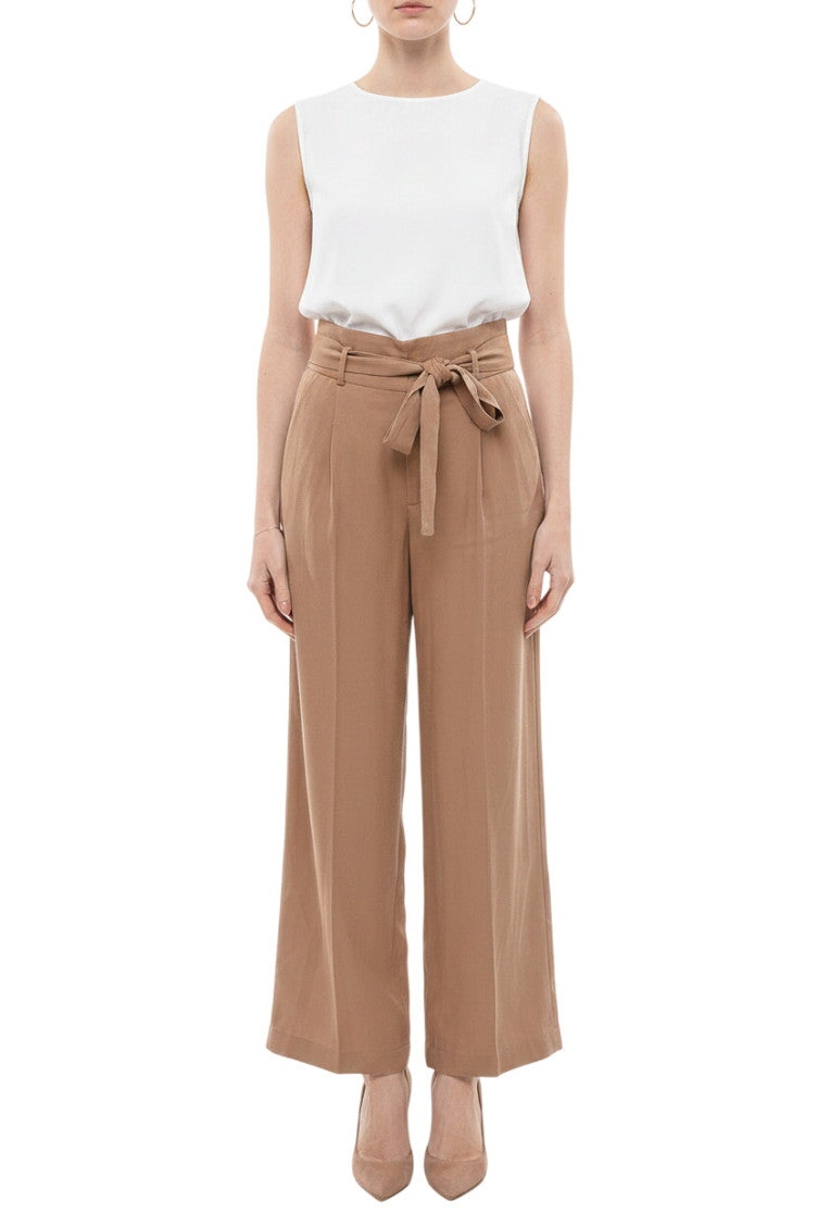 Brown Relaxed Pleated Pants 1