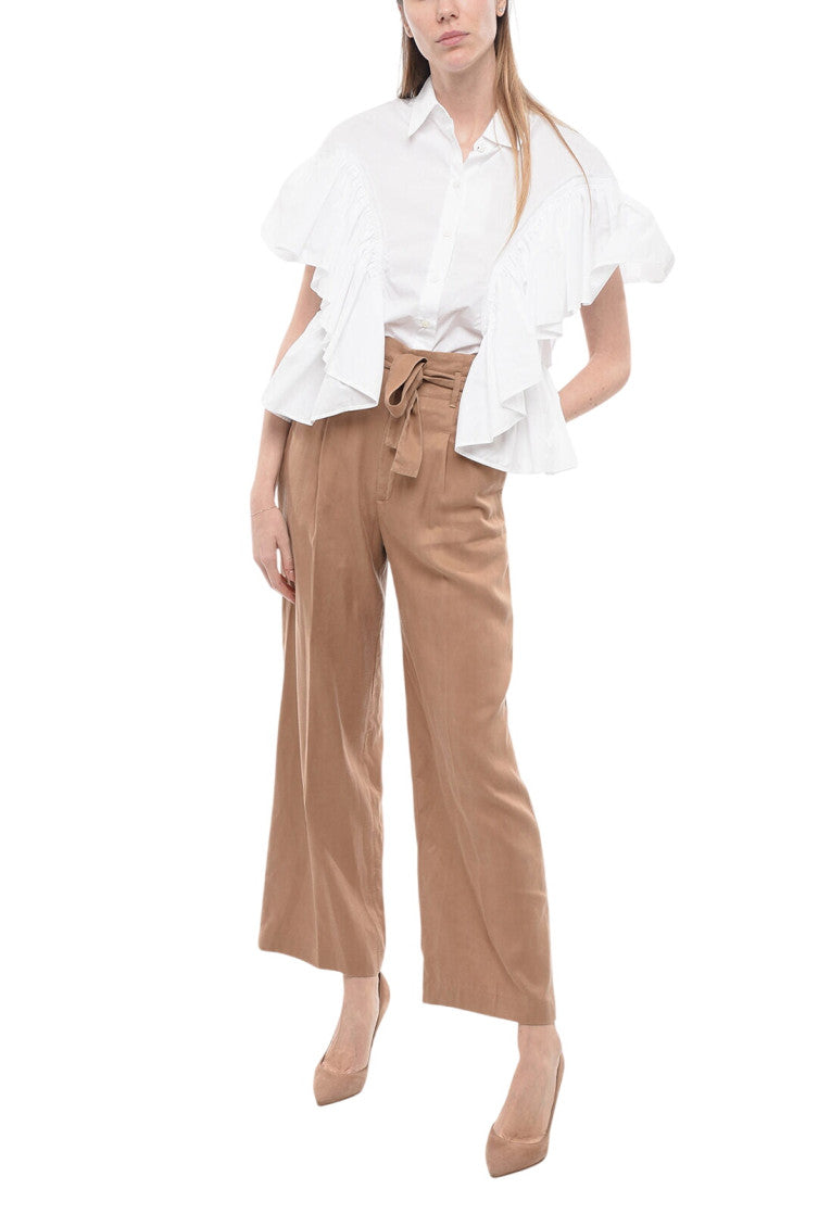 Brown Relaxed Pleated Pants 4