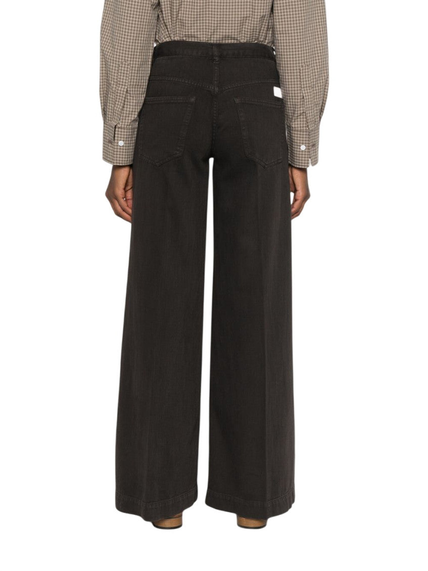 Black Flared Flat Front Jeans 2