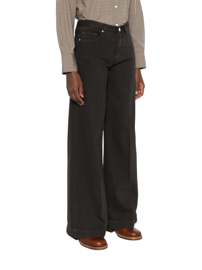 Black Flared Flat Front Jeans 4