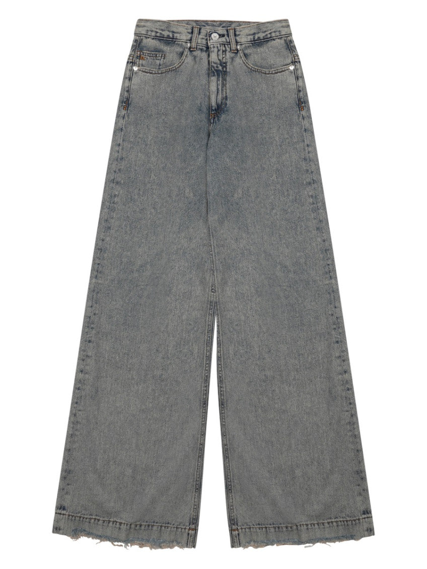Grey Flared Flat Front Jeans 1