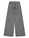 Grey Flared Flat Front Jeans 1