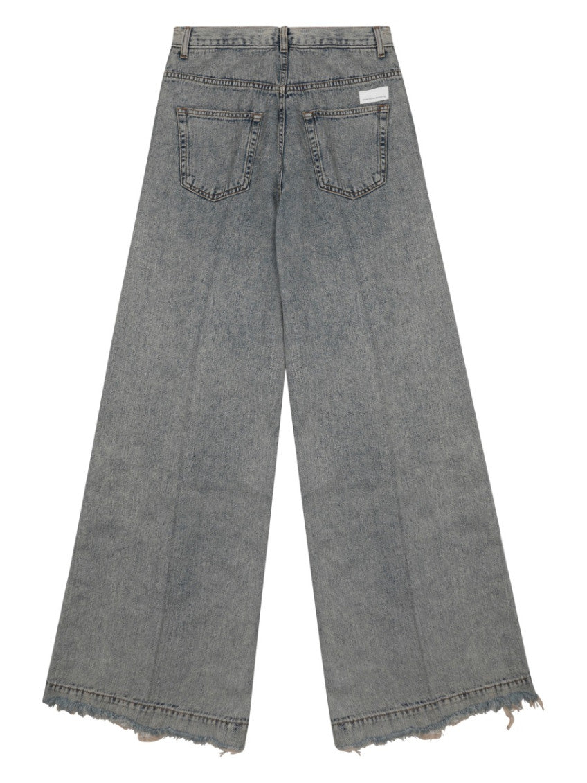 Grey Flared Flat Front Jeans 2
