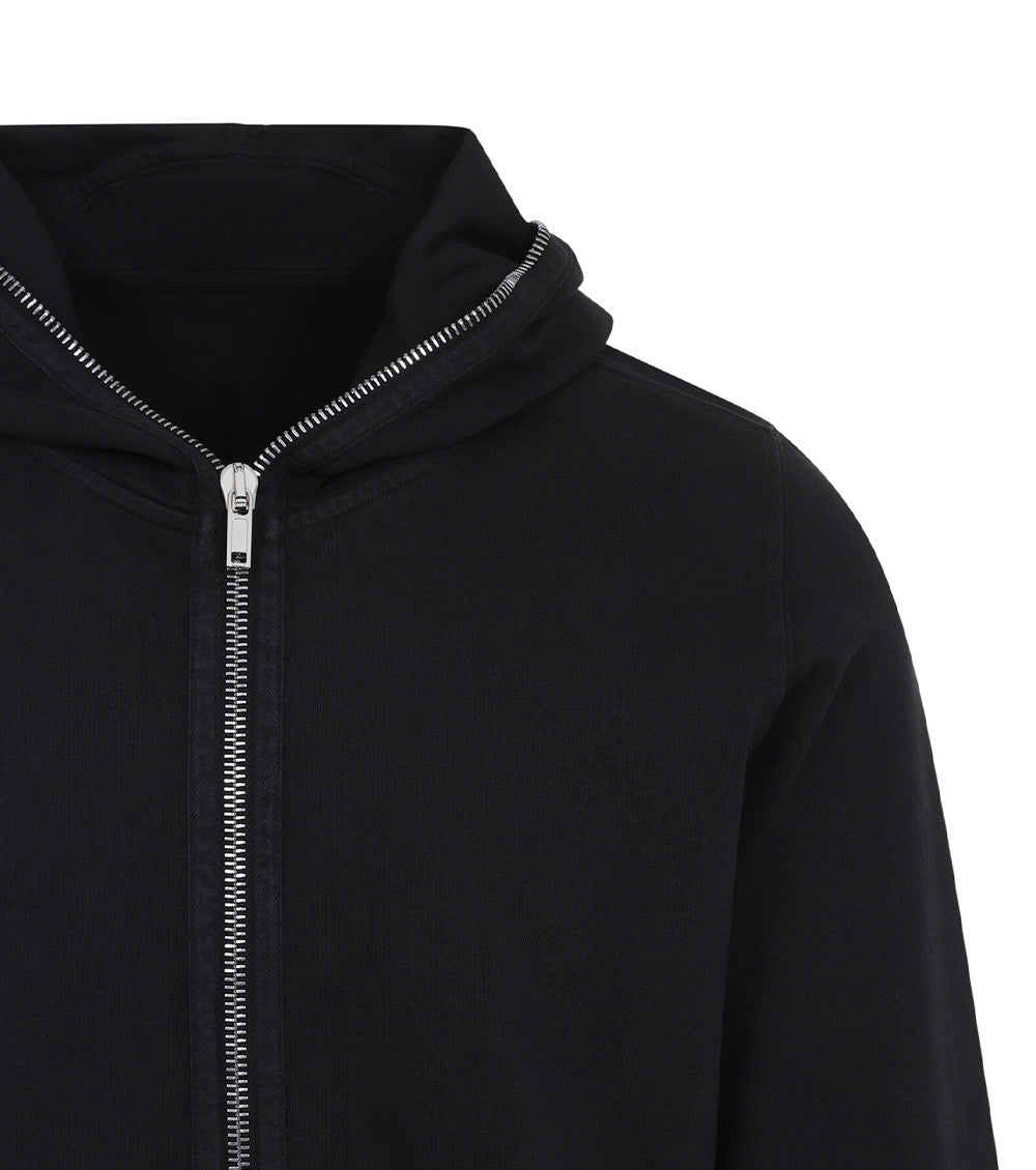 Black Solid Zip Up Hoodie 3