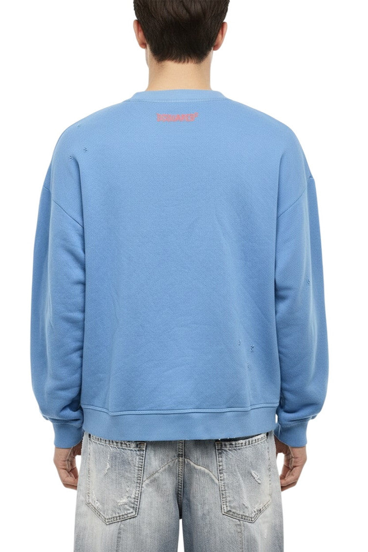 Blue Graphic Print Sweatshirt 2