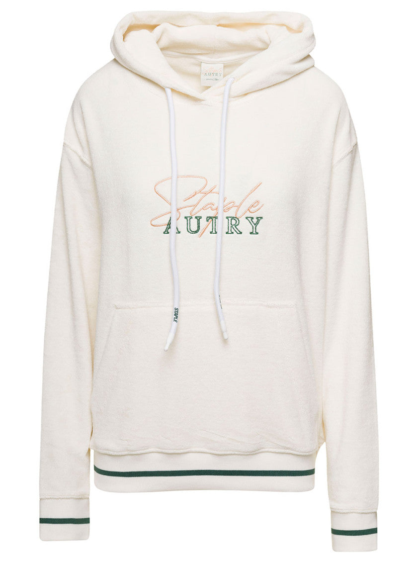 White Embroidered Logo Hoodie 1