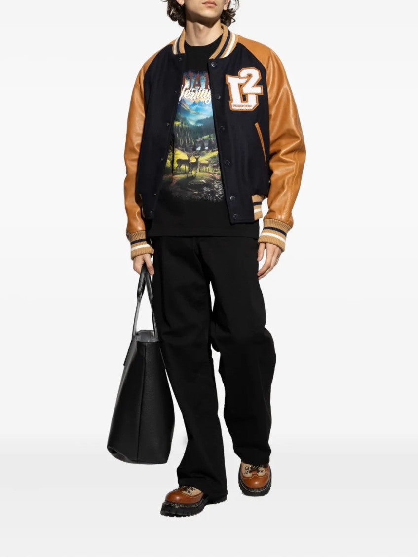 Black Crewneck Landscape Print T-Shirt 4