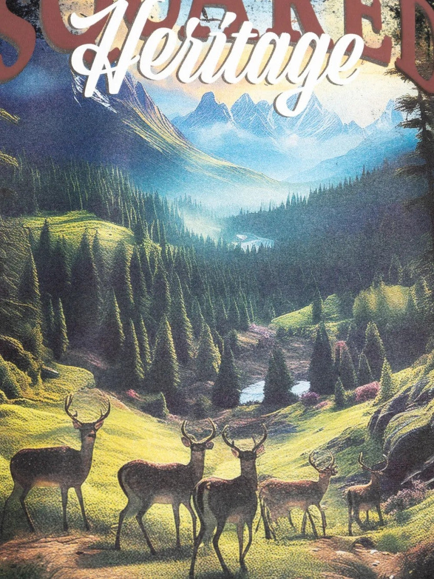 Black Crewneck Landscape Print T-Shirt 5