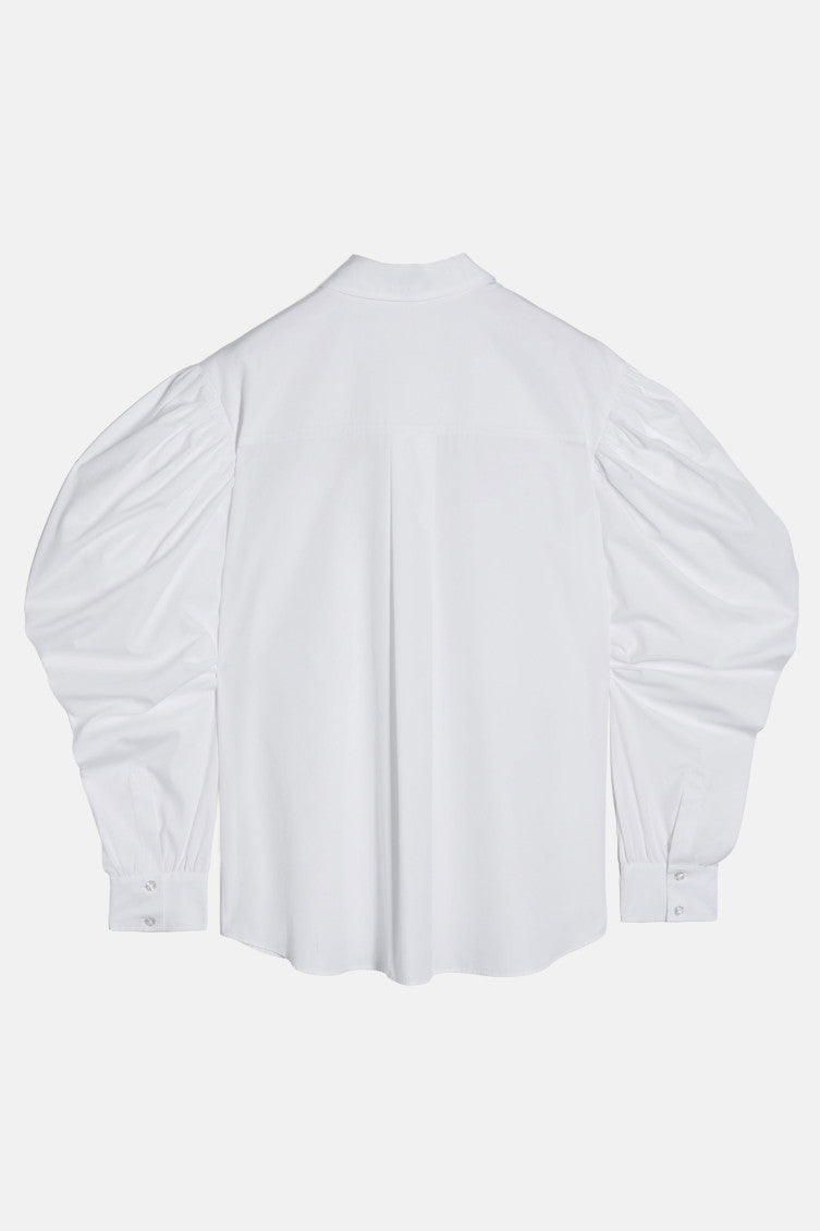 White Draped Sleeves Shirt 2