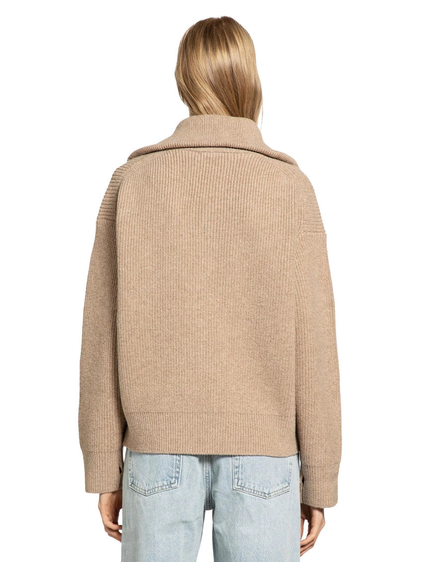 Beige Zipped Up Cardigan 2