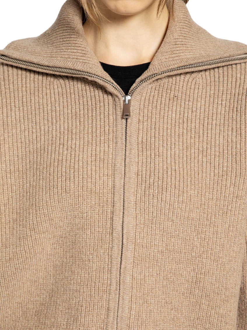 Beige Zipped Up Cardigan 3