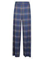 Blue Wide Leg Checked Trousers 1