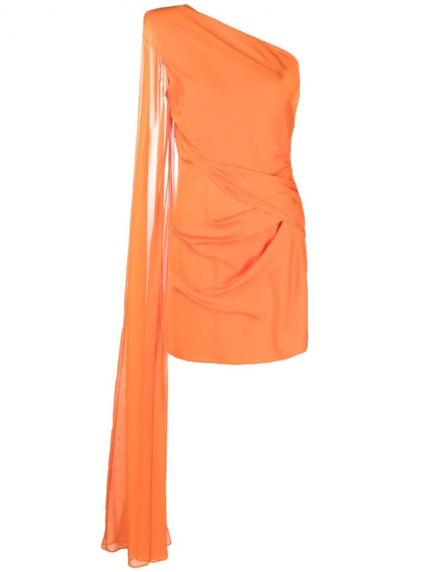 Orange Asymmetric Silk Crepe Mini Dress 2