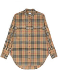 Beige Check Motif Cotton Shirt 1