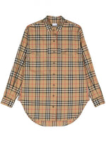 Beige Check Motif Cotton Shirt 1
