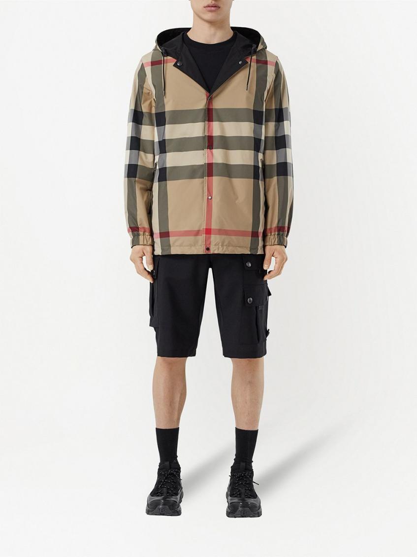 Black Check Motif Hooded Jacket 3