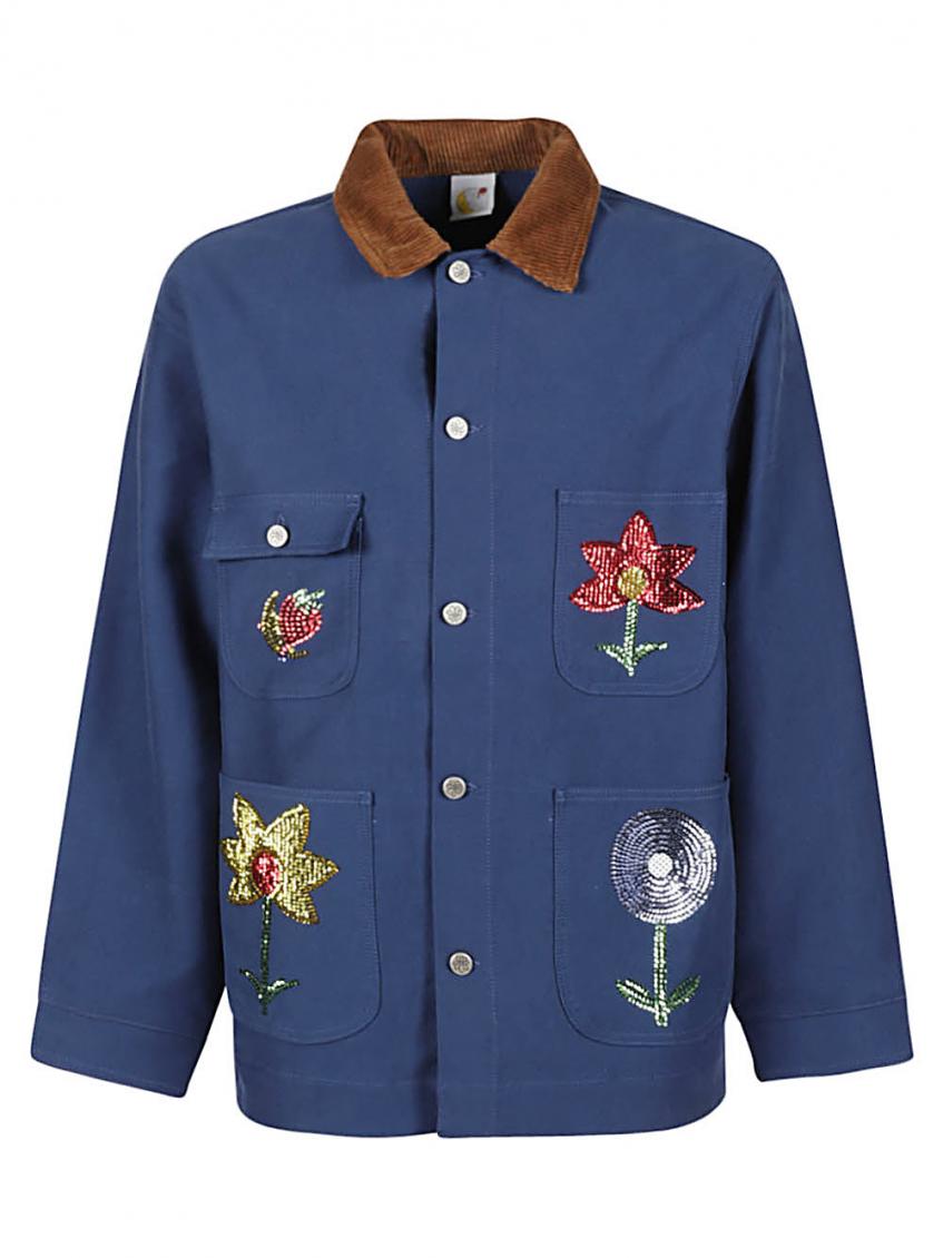 Navy Blue Embroidered Denim Jacket 2