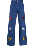 Navy Blue Embroidered Denim Jeans 1