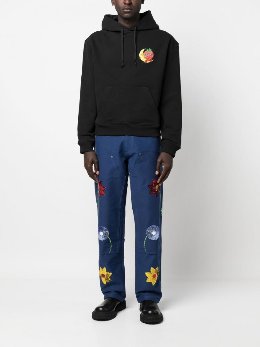 Navy Blue Embroidered Denim Jeans 4