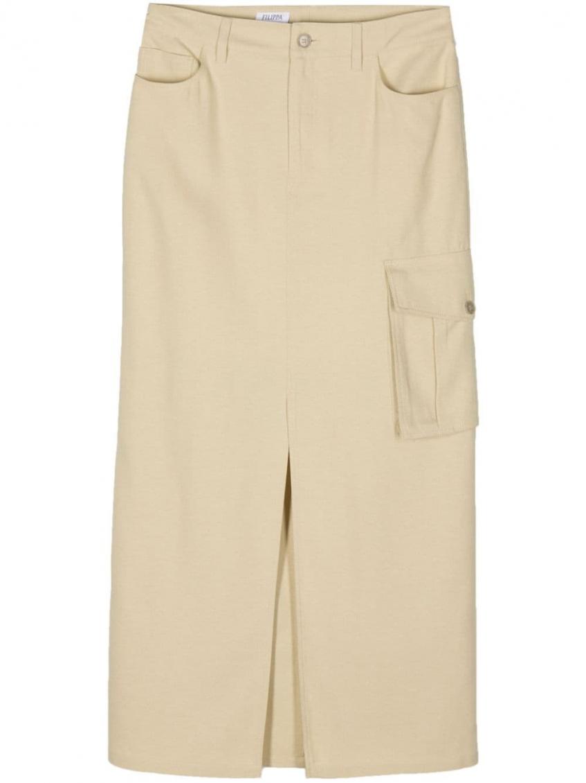 Beige Crepe Cargo Skirt 1