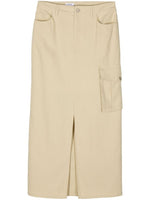 Beige Crepe Cargo Skirt 1