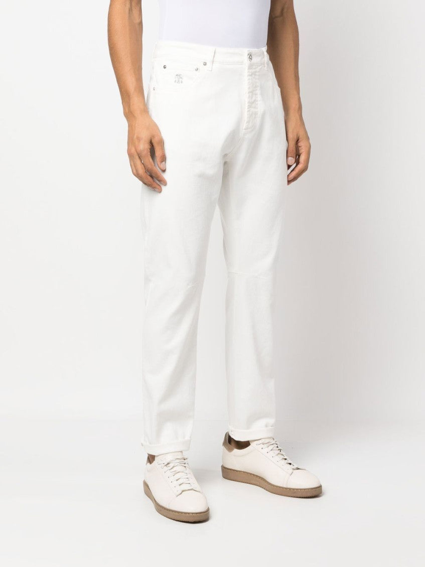 White Leisure Fit Denim Jeans 4