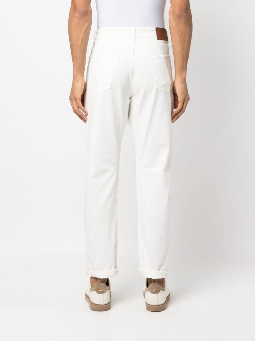 White Leisure Fit Denim Jeans 5