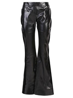 Black Flared leather and velvet trousers 1