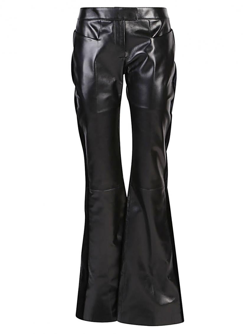 Black Flared leather and velvet trousers 2