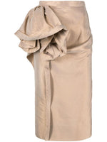 Beige Floral-detail midi skirt 1