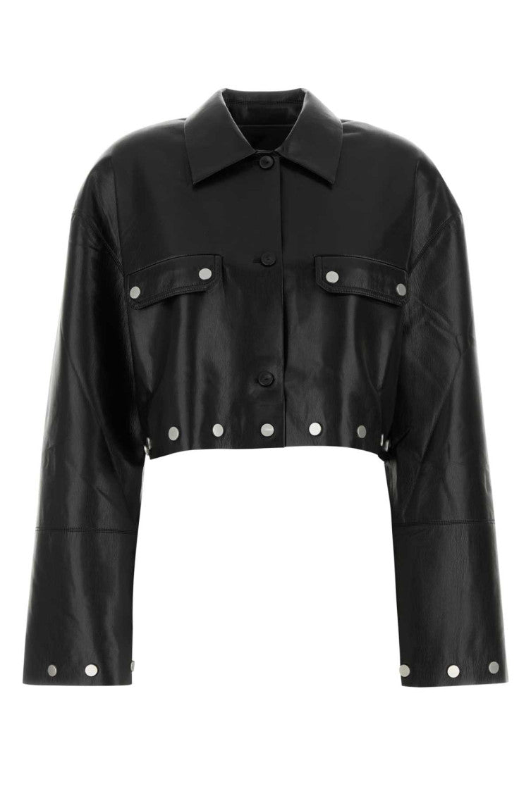 Black synthetic leather Kassie shirt 1