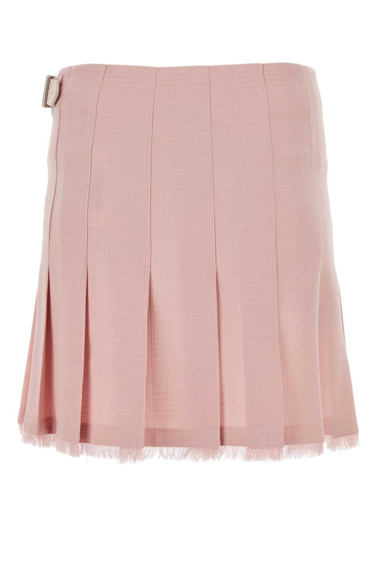 Light Pink Buckle-fastening Wool Kilt 2