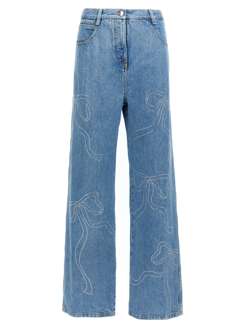 Blue 'Crystal Ribbon Hot Fix' Jeans 1