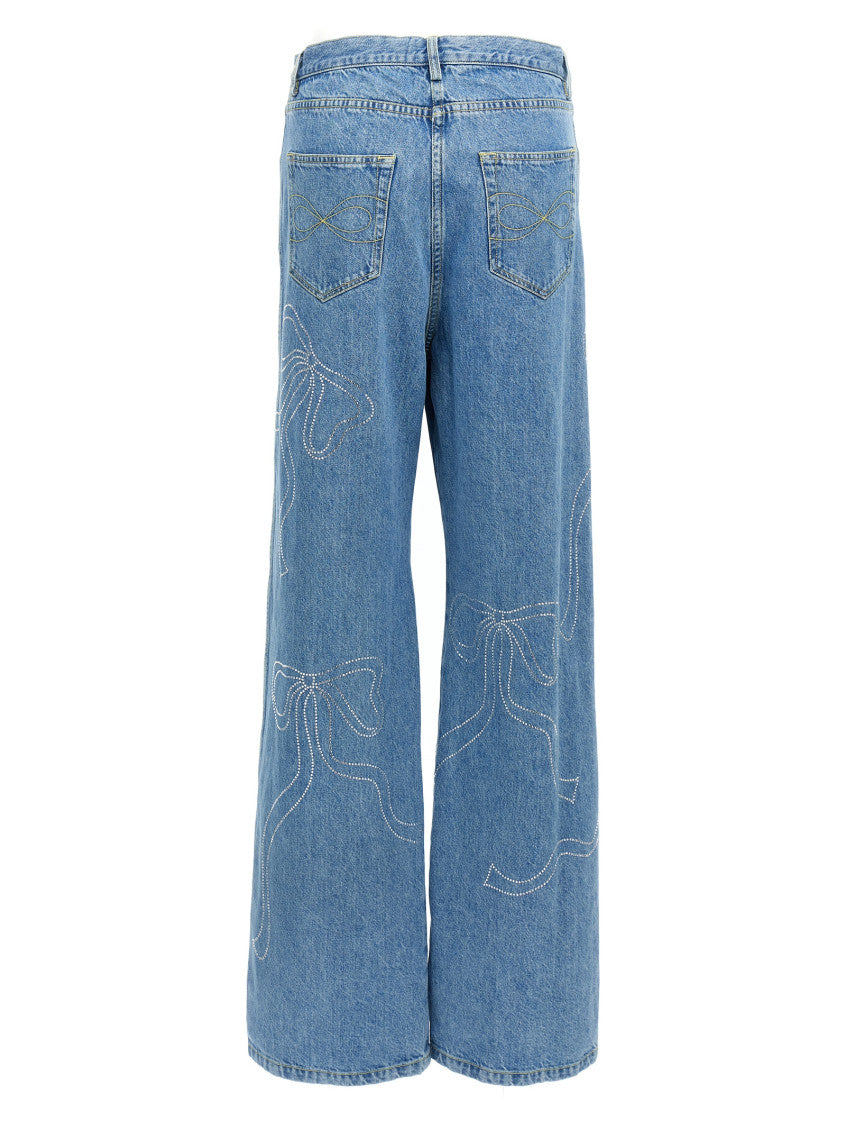 Blue 'Crystal Ribbon Hot Fix' Jeans 2
