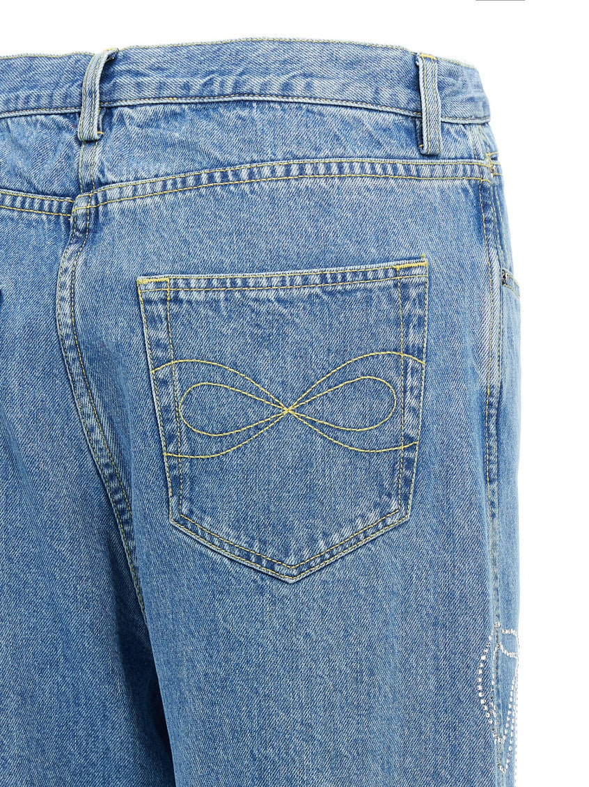 Blue 'Crystal Ribbon Hot Fix' Jeans 4