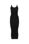 Black V-neck Ribbed-knit Dress 1