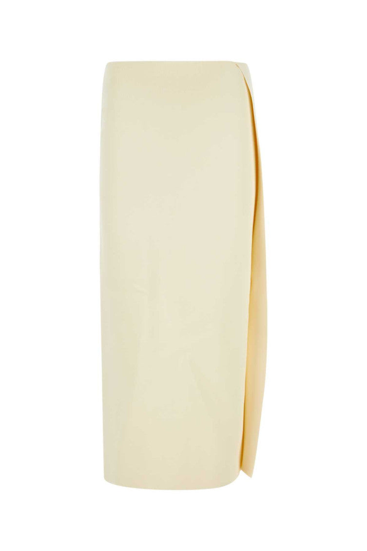Light Beige Wrap Midi Skirt 1