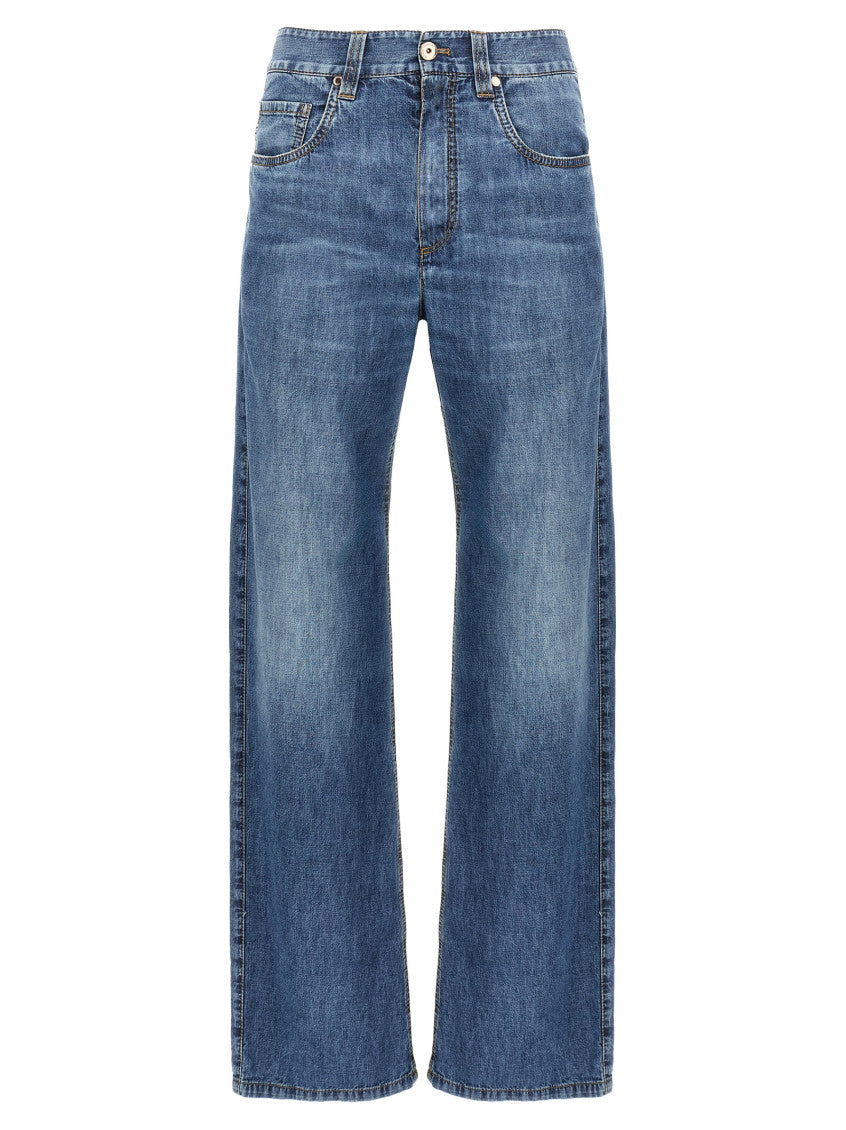 Blue boyfriend-cut jeans 1