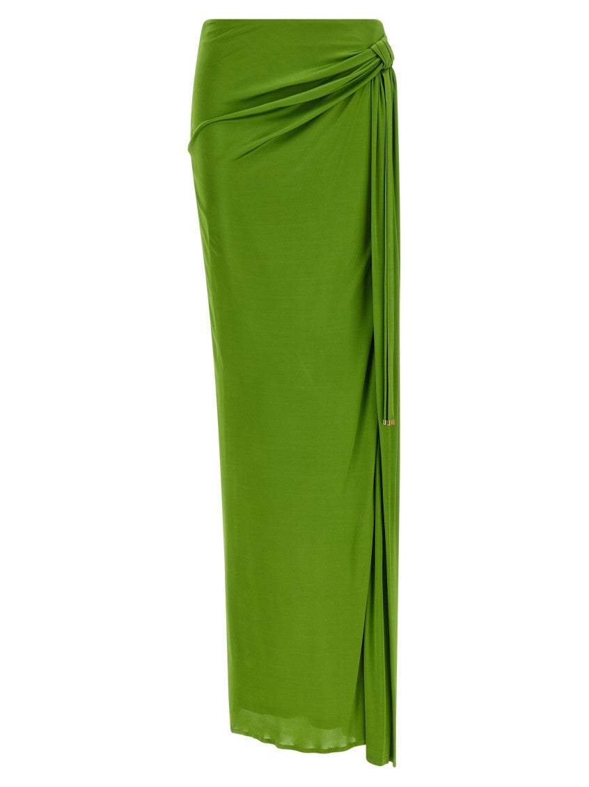 Green Shiny viscose skirt 1