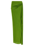Green Shiny viscose skirt 1