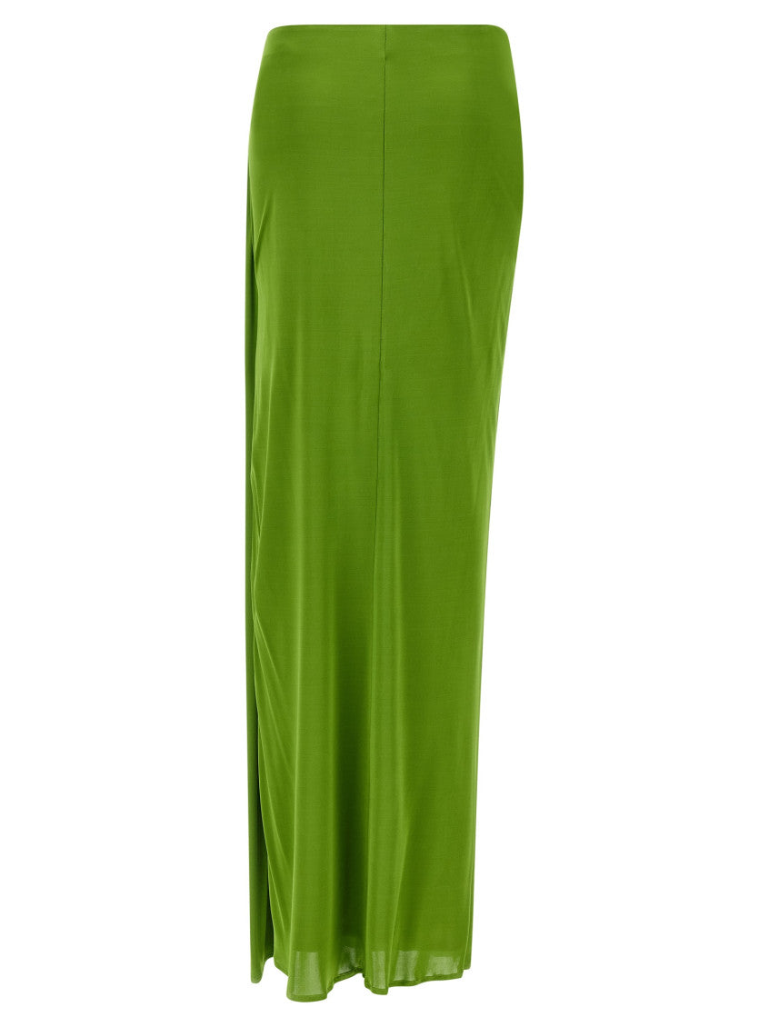 Green Shiny viscose skirt 2