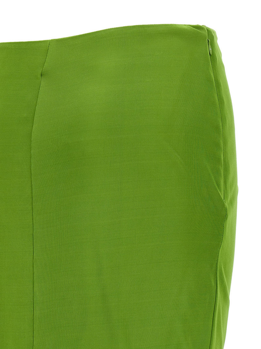 Green Shiny viscose skirt 4