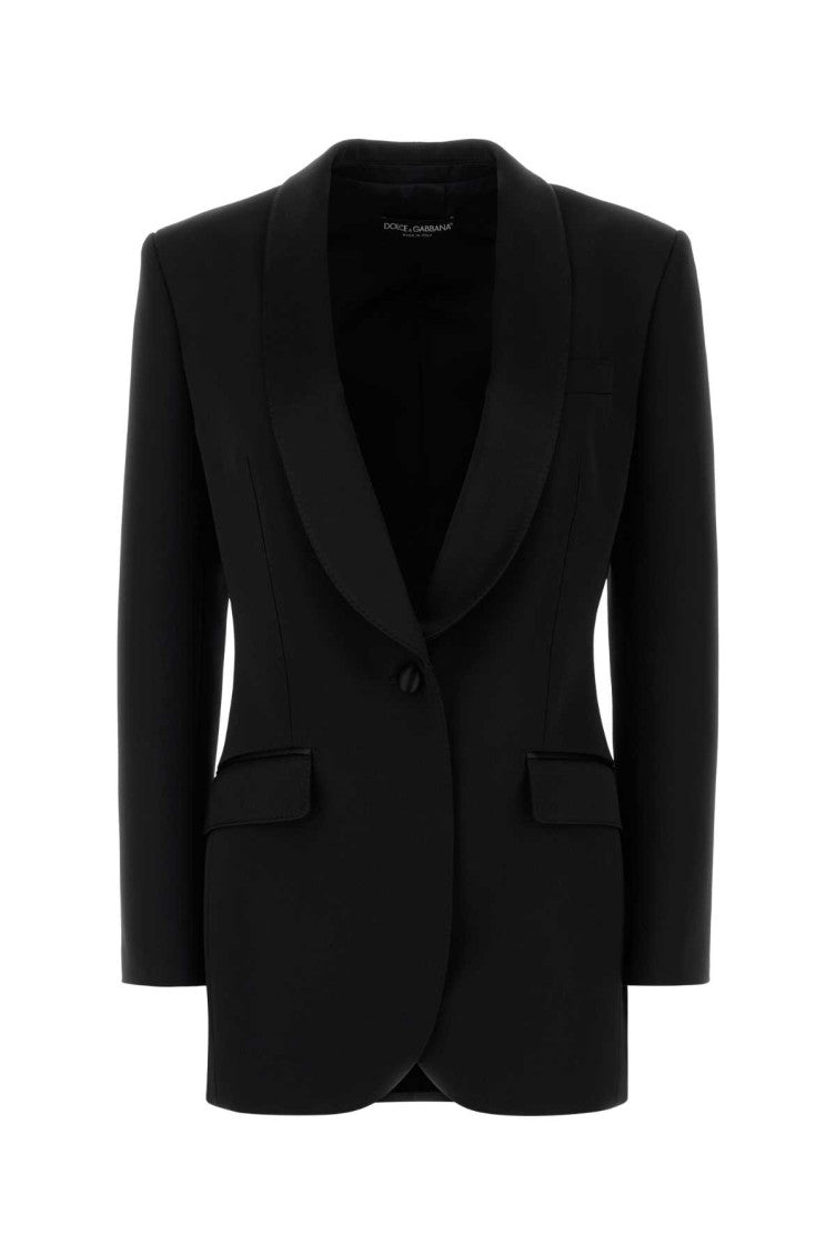 Black Wool Blend Blazer 1
