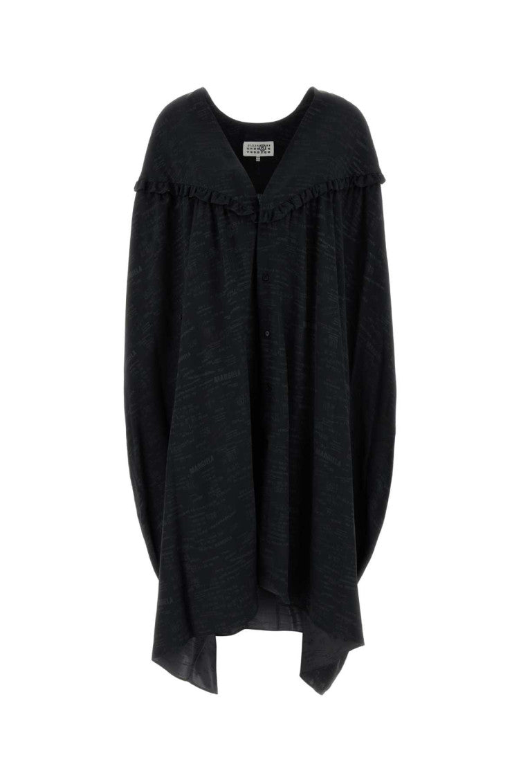 Black V-Neck Shirt Dress 1