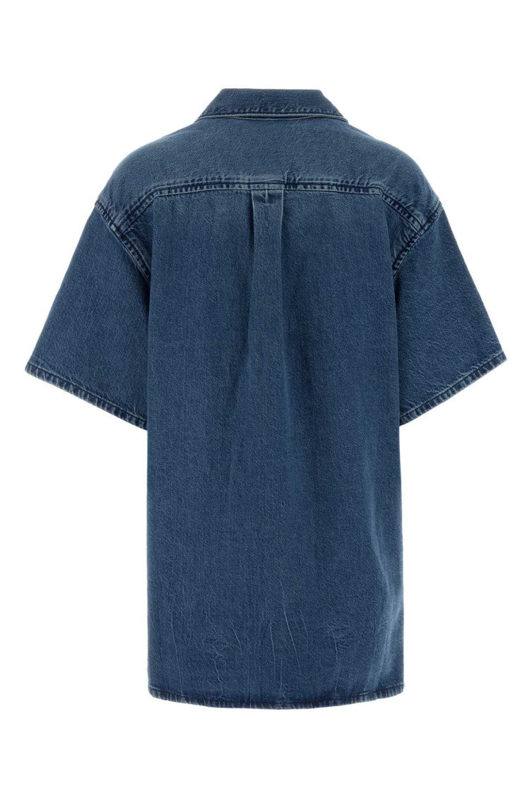 Blue Shirt Collar Logo Shirt Dress 2