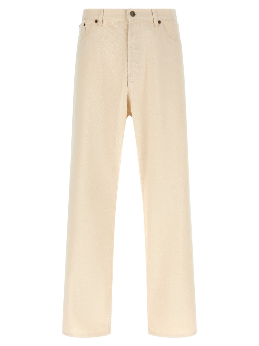 Beige Logo Jeans 1