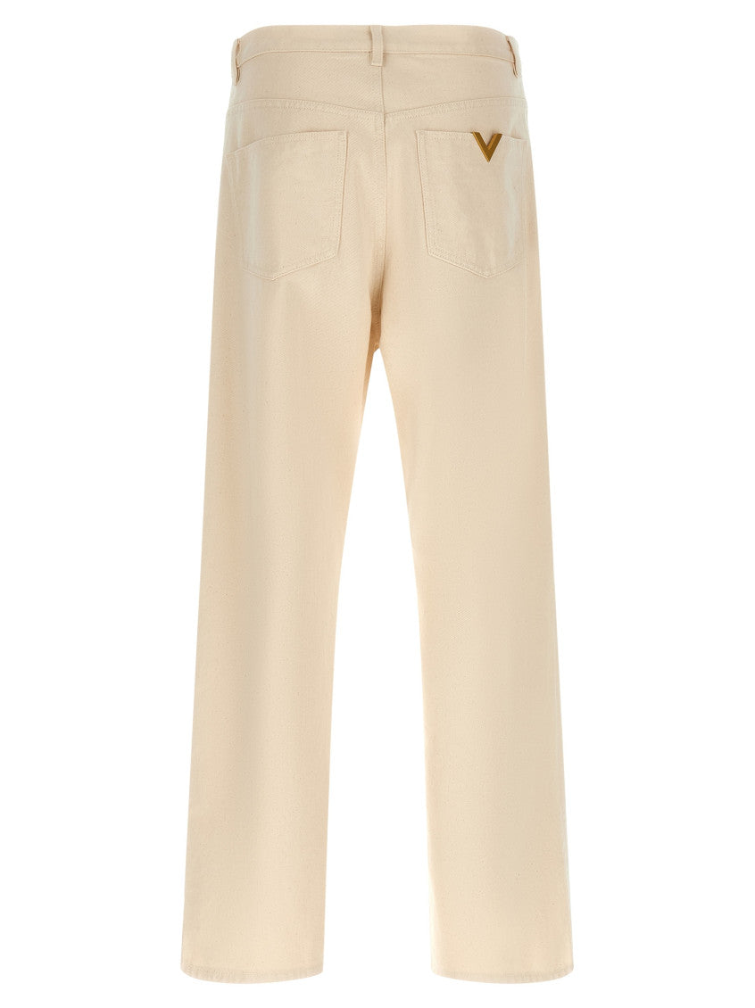 Beige Logo Jeans 2