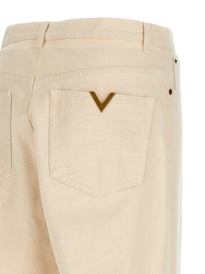 Beige Logo Jeans 4